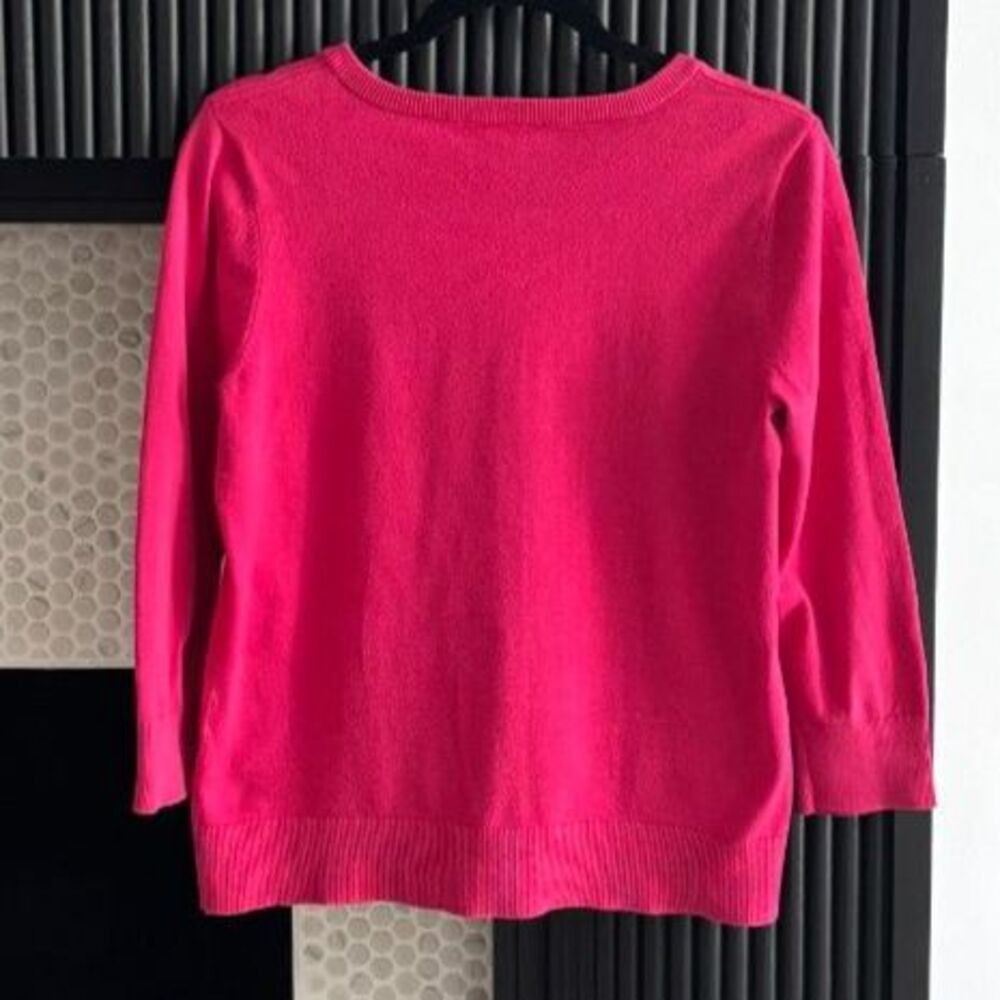 Talbots Hot Pink Cotton Blend Crewneck Cardigan S - Picture 5 of 5